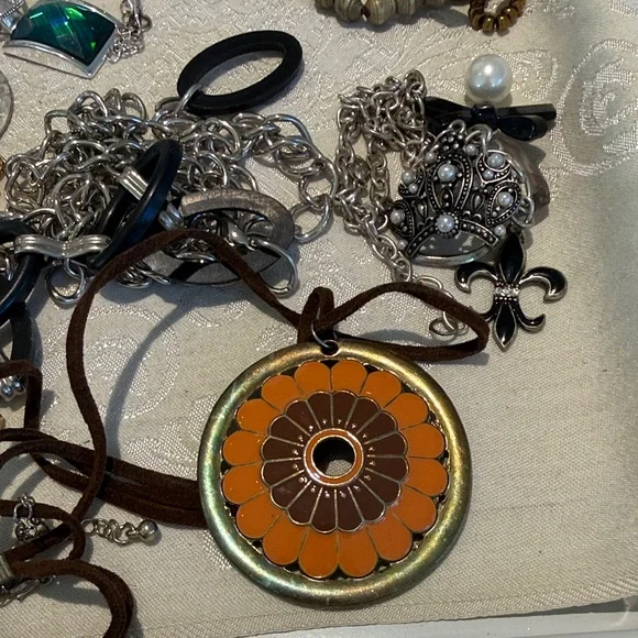 Elegant Orange and Gold Pendant Necklace Bundle Craft Reseller #166 - Picture 2 of 10